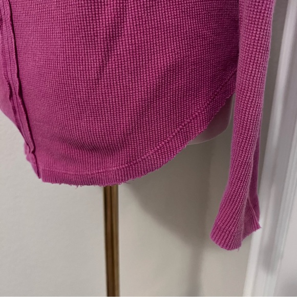 Anthropologie Pilcro thermal long sleeve women’s waffle knit split hem top small - Picture 8 of 16